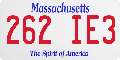 MA license plate 262IE3