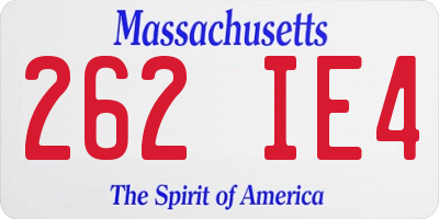 MA license plate 262IE4