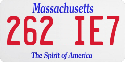 MA license plate 262IE7