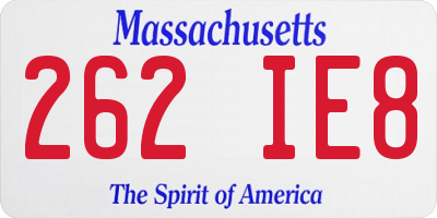 MA license plate 262IE8