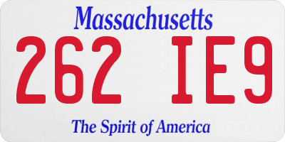 MA license plate 262IE9