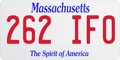 MA license plate 262IF0
