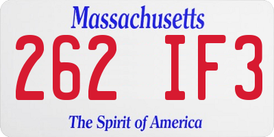 MA license plate 262IF3