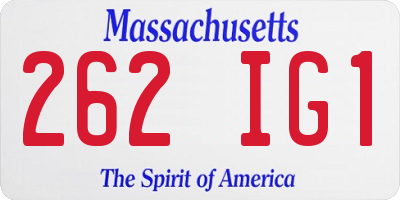 MA license plate 262IG1