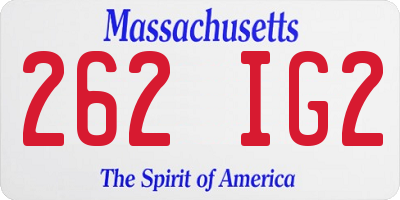 MA license plate 262IG2