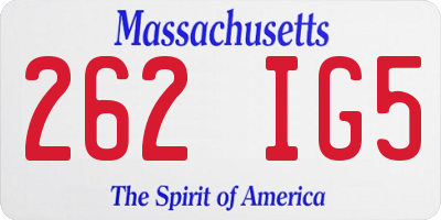 MA license plate 262IG5