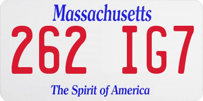 MA license plate 262IG7