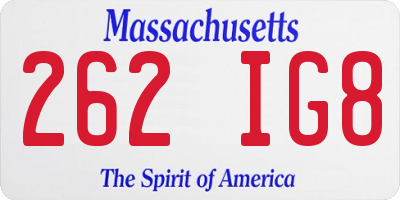 MA license plate 262IG8