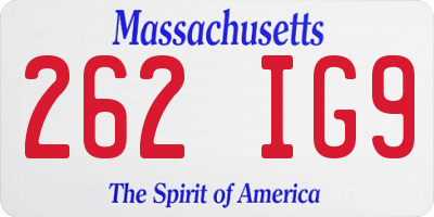 MA license plate 262IG9