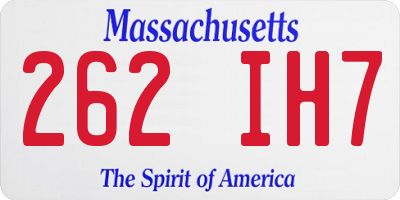MA license plate 262IH7
