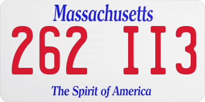 MA license plate 262II3