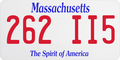 MA license plate 262II5