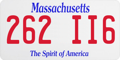 MA license plate 262II6