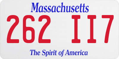 MA license plate 262II7