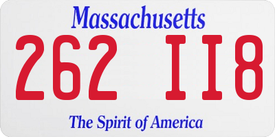 MA license plate 262II8