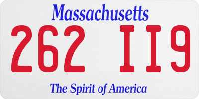 MA license plate 262II9