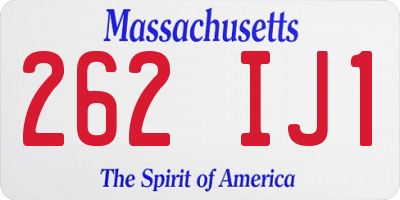 MA license plate 262IJ1