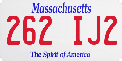 MA license plate 262IJ2