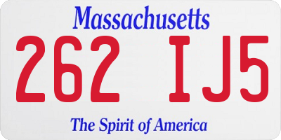 MA license plate 262IJ5