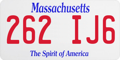 MA license plate 262IJ6