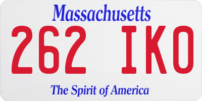 MA license plate 262IK0
