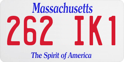 MA license plate 262IK1