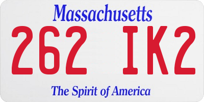 MA license plate 262IK2