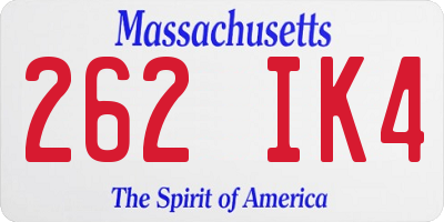 MA license plate 262IK4