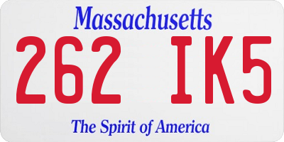 MA license plate 262IK5