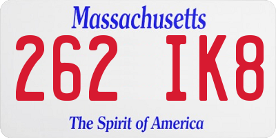 MA license plate 262IK8