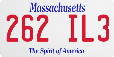 MA license plate 262IL3