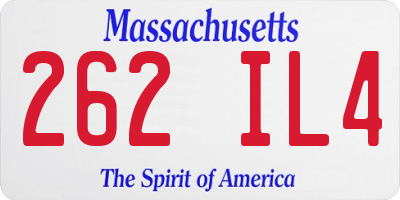 MA license plate 262IL4
