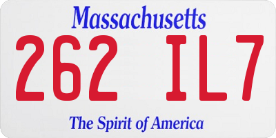 MA license plate 262IL7