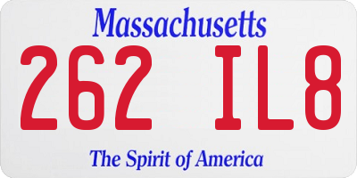 MA license plate 262IL8