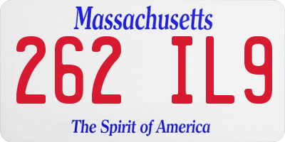 MA license plate 262IL9