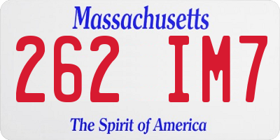 MA license plate 262IM7