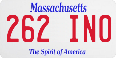 MA license plate 262IN0