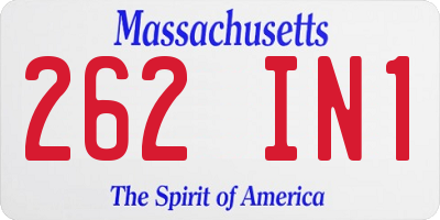 MA license plate 262IN1