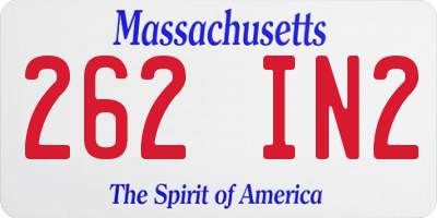 MA license plate 262IN2