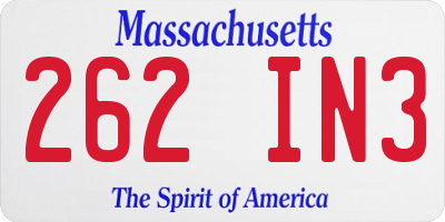 MA license plate 262IN3