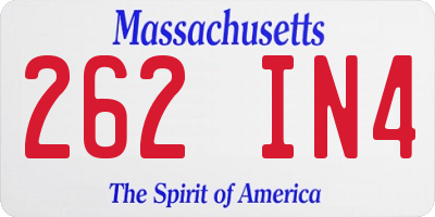 MA license plate 262IN4