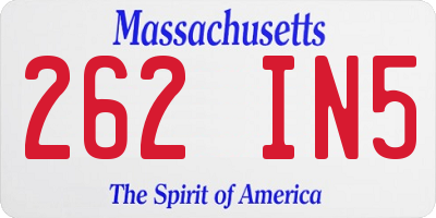 MA license plate 262IN5