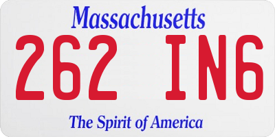 MA license plate 262IN6