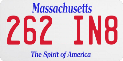 MA license plate 262IN8