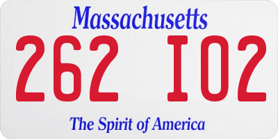 MA license plate 262IO2