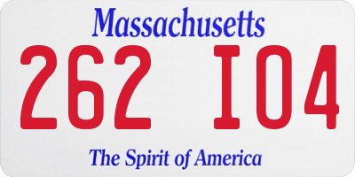 MA license plate 262IO4