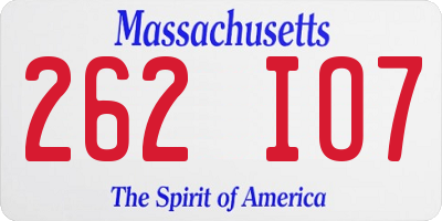MA license plate 262IO7