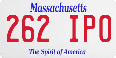 MA license plate 262IP0