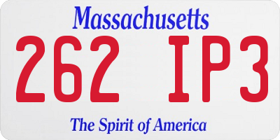 MA license plate 262IP3