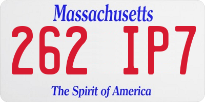 MA license plate 262IP7